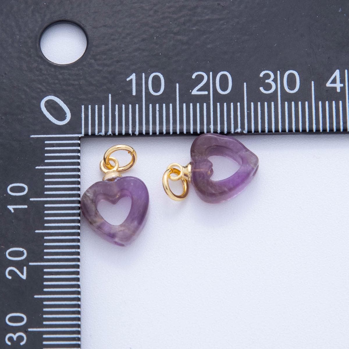 Mini 18K Gold Filled Purple Amethyst Open Heart Charm Pendant for DIY Jewelry, Bracelets, Necklaces, and Craft Supplies AC-1548