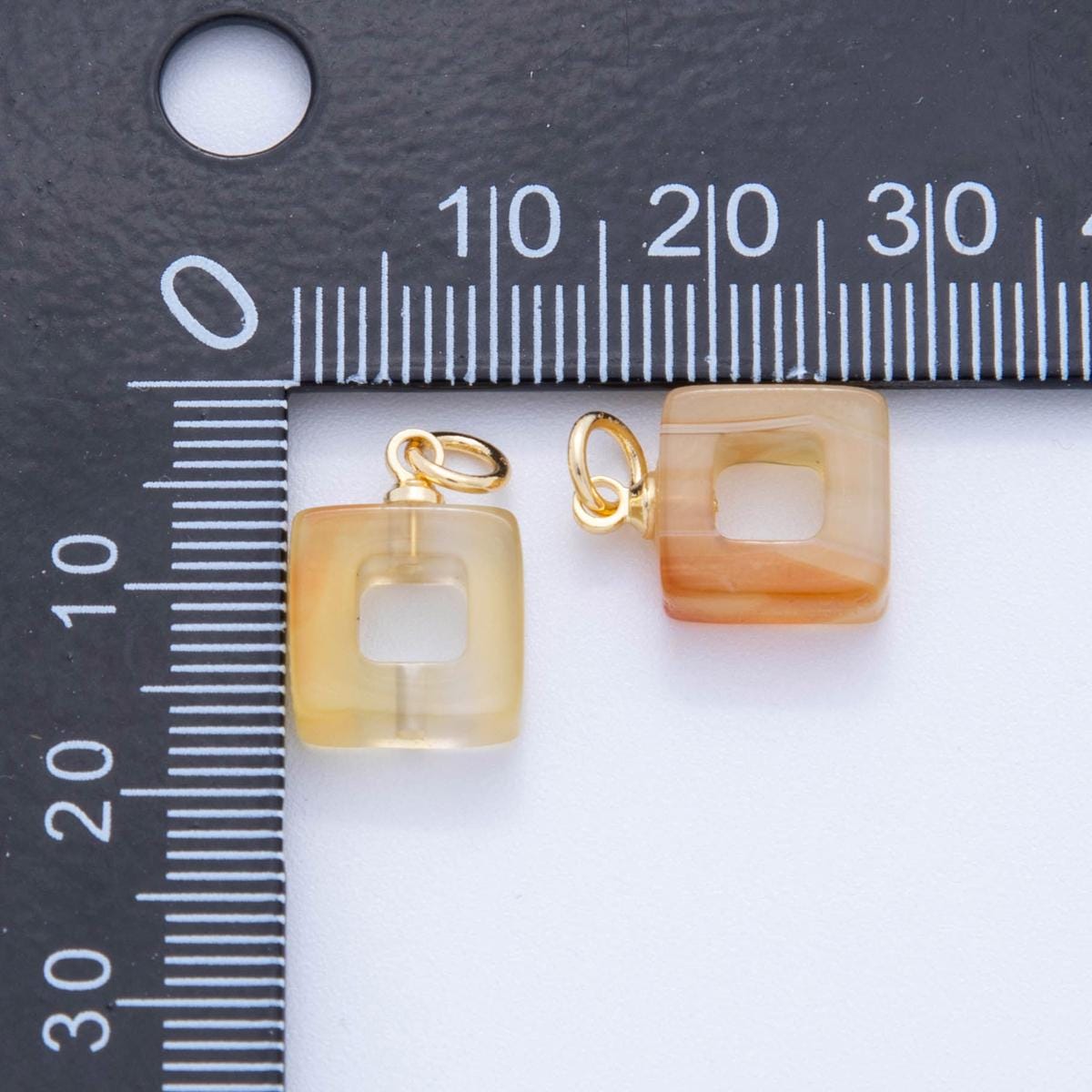 Mini 18K Gold Filled Citrine Open Square Charm Pendant for DIY Jewelry, Bracelets, Necklaces, and Craft Supplies AG-295