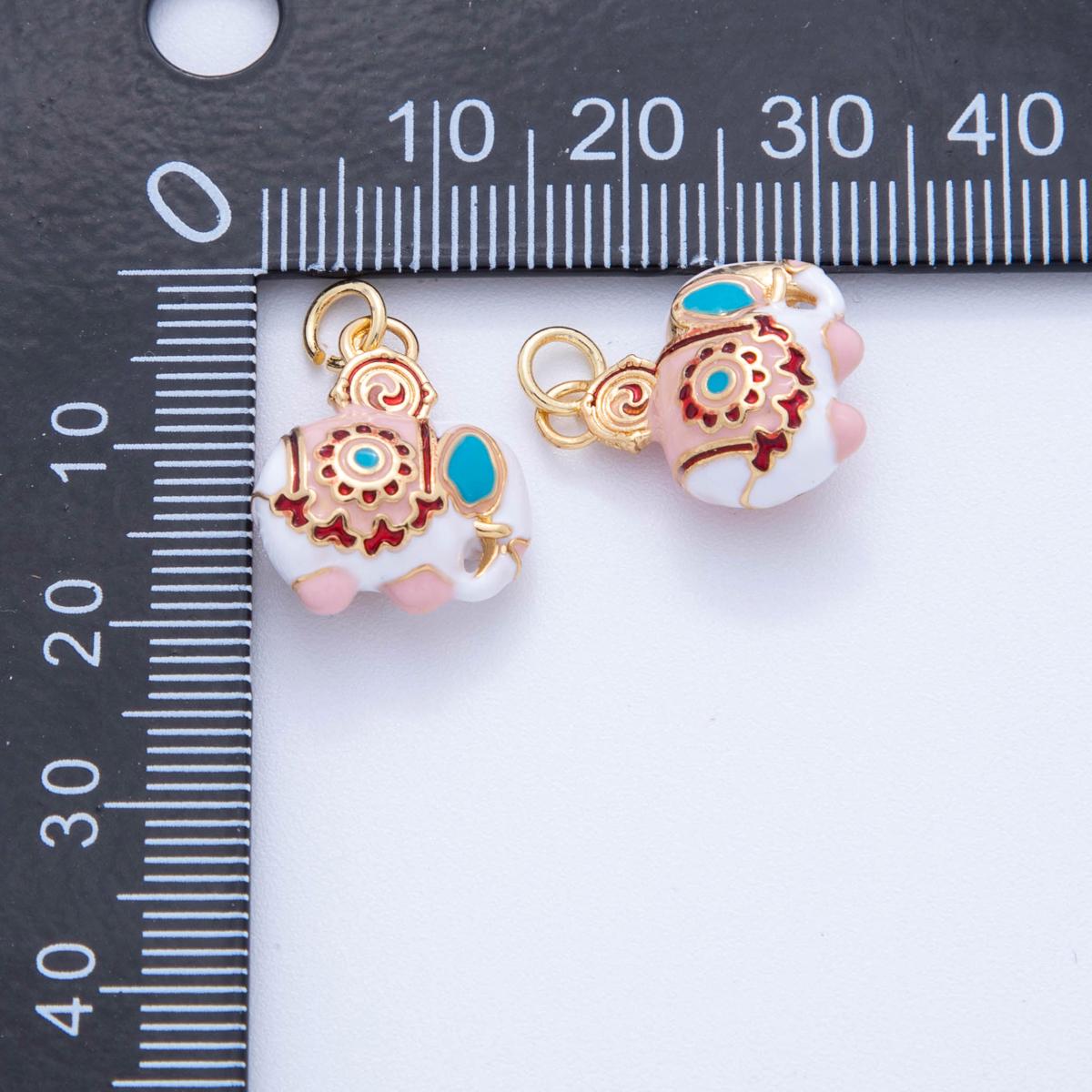 18K Gold Filled Elephant Pendant Dumbo Pendant Circus Animal Charms Enamel Elephant Charm DIY Jewelry Making AF-384