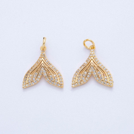 Micro pave gold whale tail charm 18k gold filled mermaid fish ocean beach jewelry making Under the Sea Animal Pendant AF-388