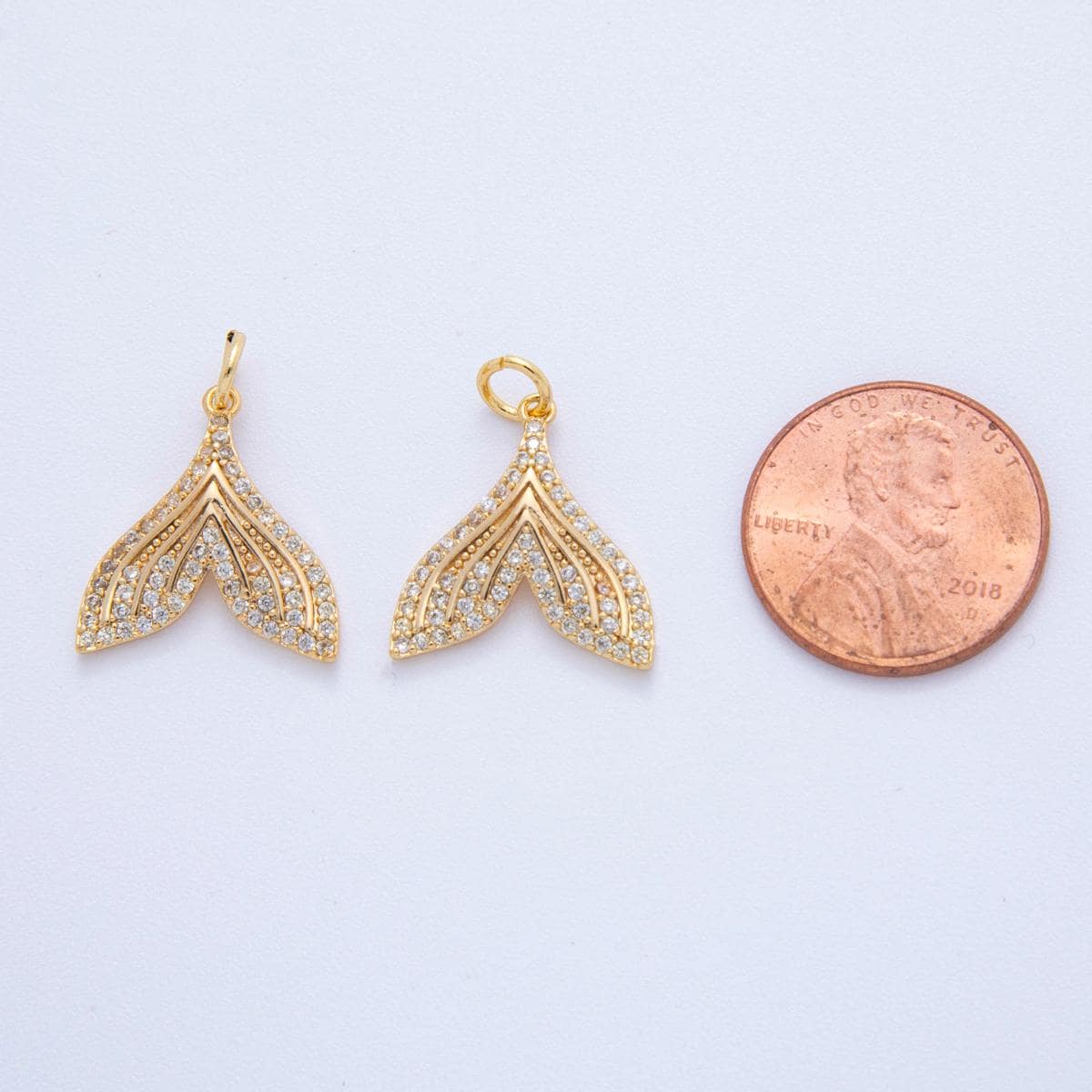 Micro pave gold whale tail charm 18k gold filled mermaid fish ocean beach jewelry making Under the Sea Animal Pendant AF-388