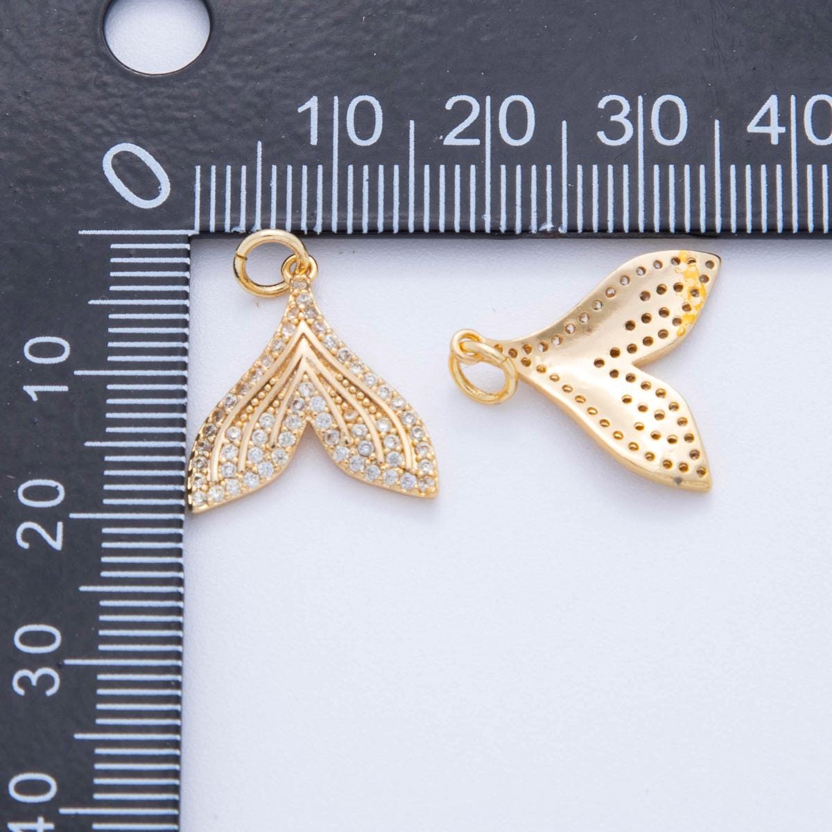 Micro pave gold whale tail charm 18k gold filled mermaid fish ocean beach jewelry making Under the Sea Animal Pendant AF-388