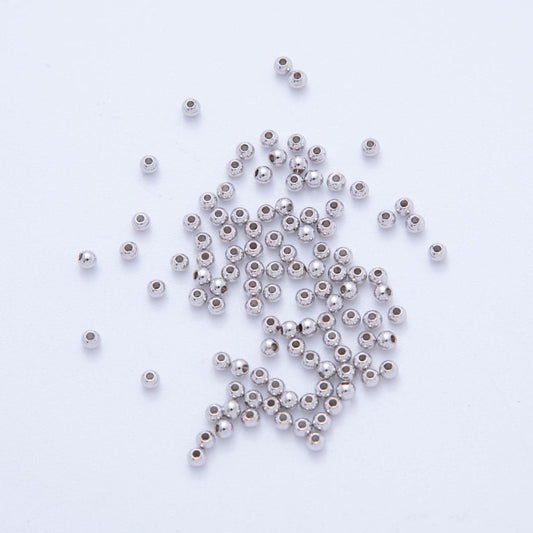 10x Silver dainty round ball spacer beads, geometric beads bracelet connector for bracelet jewelry making supply findings 3,4,5,6 mm B-306