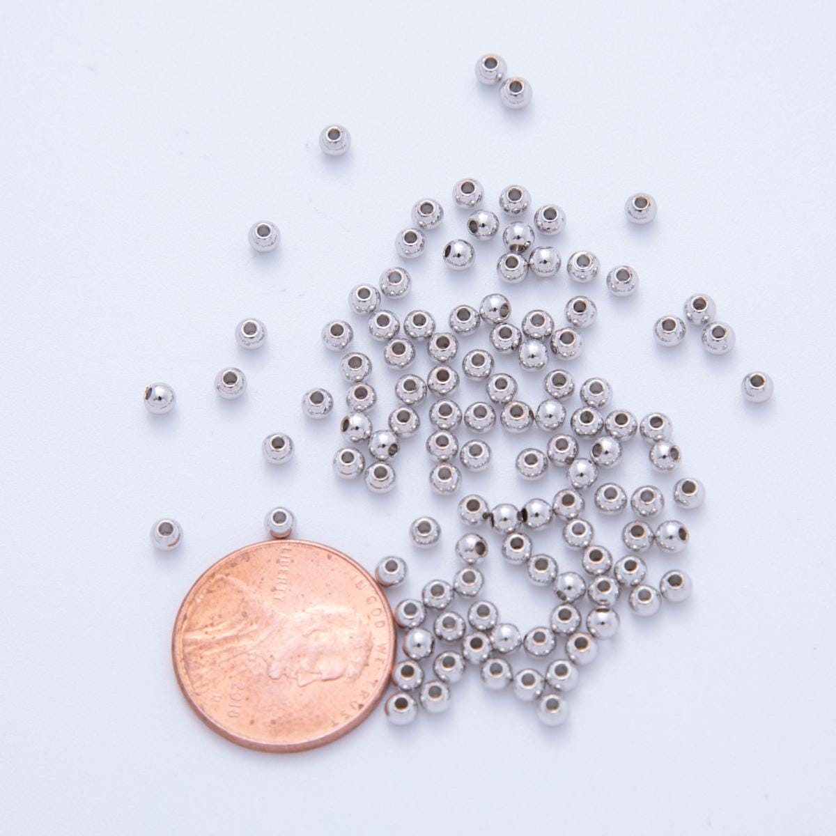 10x Silver dainty round ball spacer beads, geometric beads bracelet connector for bracelet jewelry making supply findings 3,4,5,6 mm B-306