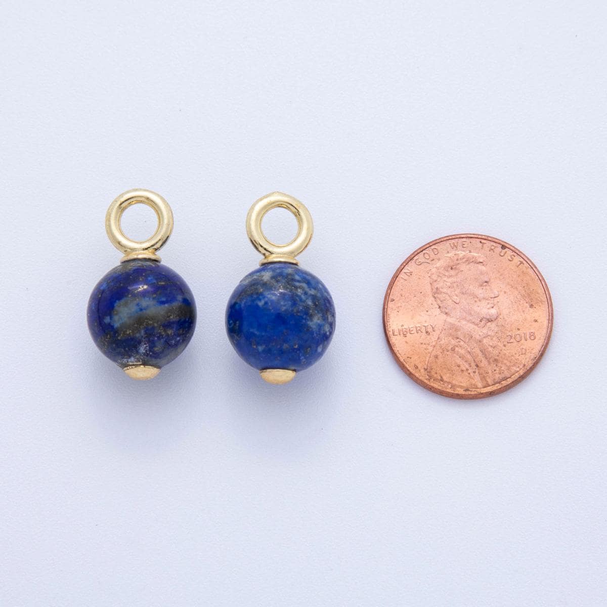 18k gold filled Round Ball gemstone drop pendant beaded charm | AF-376