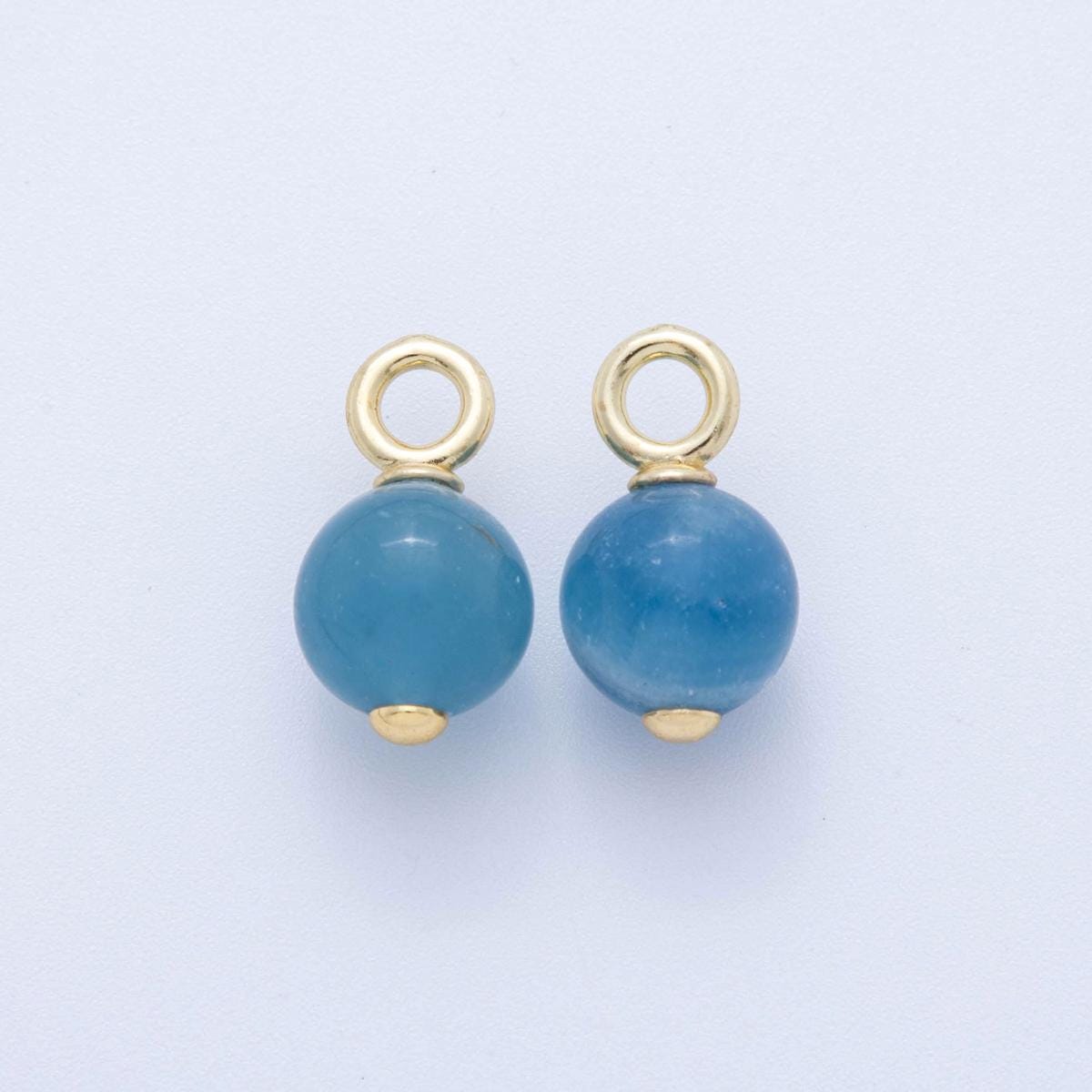 18k gold filled Round Ball gemstone drop pendant beaded charm | AF-376