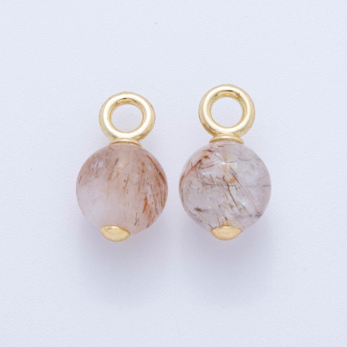 18k gold filled Round Ball gemstone drop pendant beaded charm | AF-376