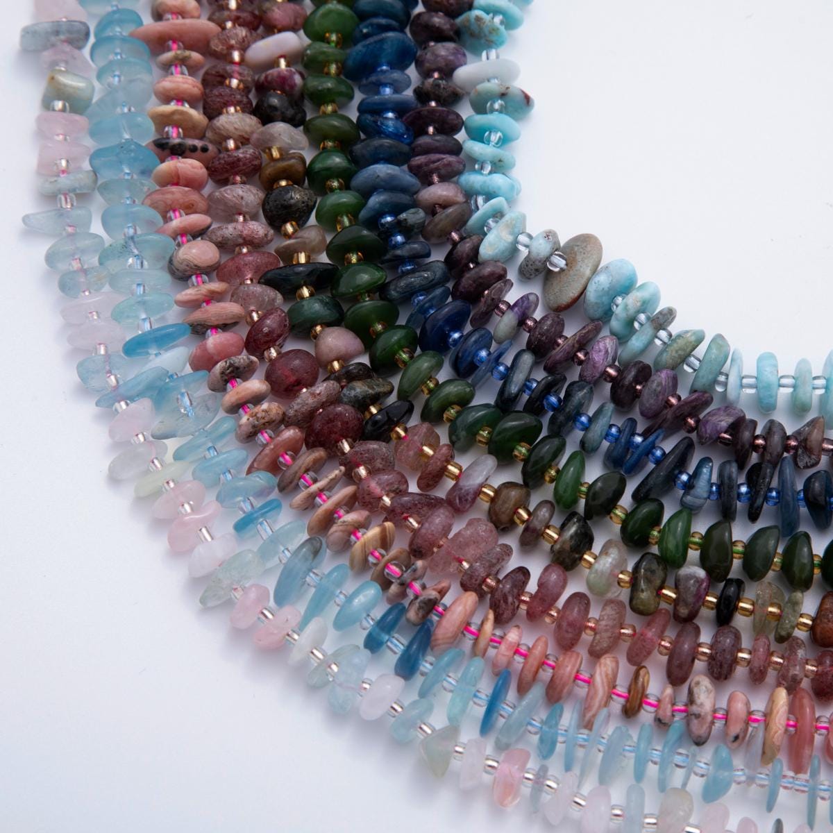 Natural Gemstone Smooth Freeform Rondelle Beads Semi Precious Morganite Gemstone Beads Jewelry Making Bracelet Necklace WA-2103
