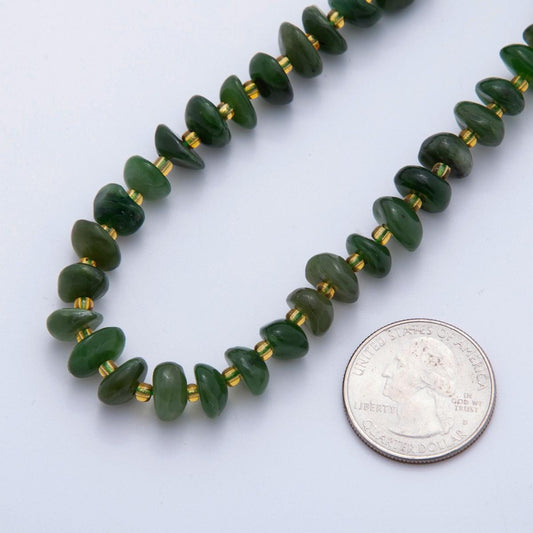 Natural Gemstone Smooth Freeform Rondelle Beads Green Jade Gemstone Beads Jewelry Making Bracelet Necklace WA-2205