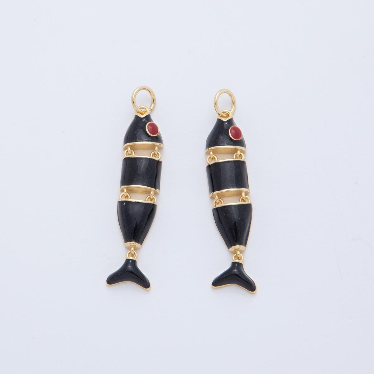 Colorful Enamel Sardines Fish 18k Gold Filled Moveable Fish Beach Under the Sea Animal Charm | AF403