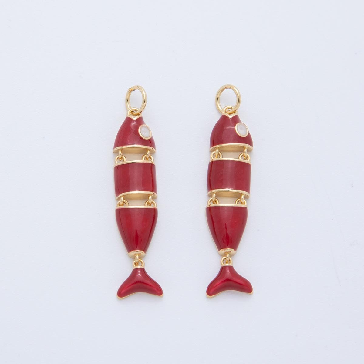 Colorful Enamel Sardines Fish 18k Gold Filled Moveable Fish Beach Under the Sea Animal Charm | AF403