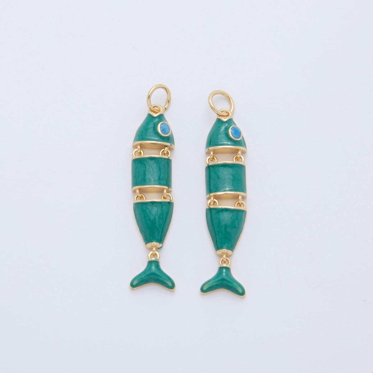Colorful Enamel Sardines Fish 18k Gold Filled Moveable Fish Beach Under the Sea Animal Charm | AF403