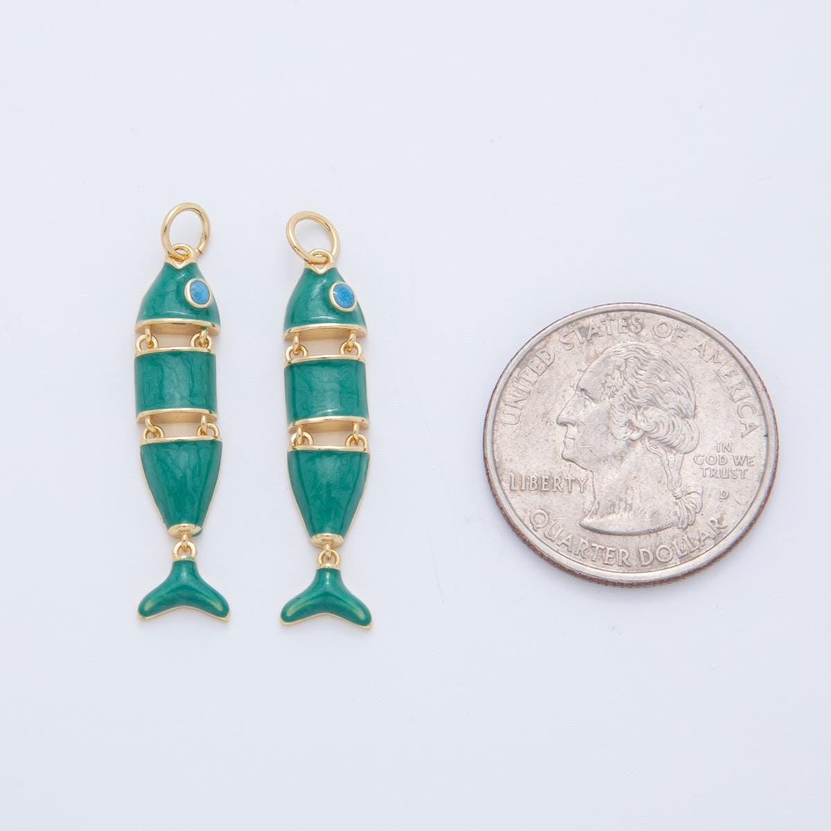 Colorful Enamel Sardines Fish 18k Gold Filled Moveable Fish Beach Under the Sea Animal Charm | AF403