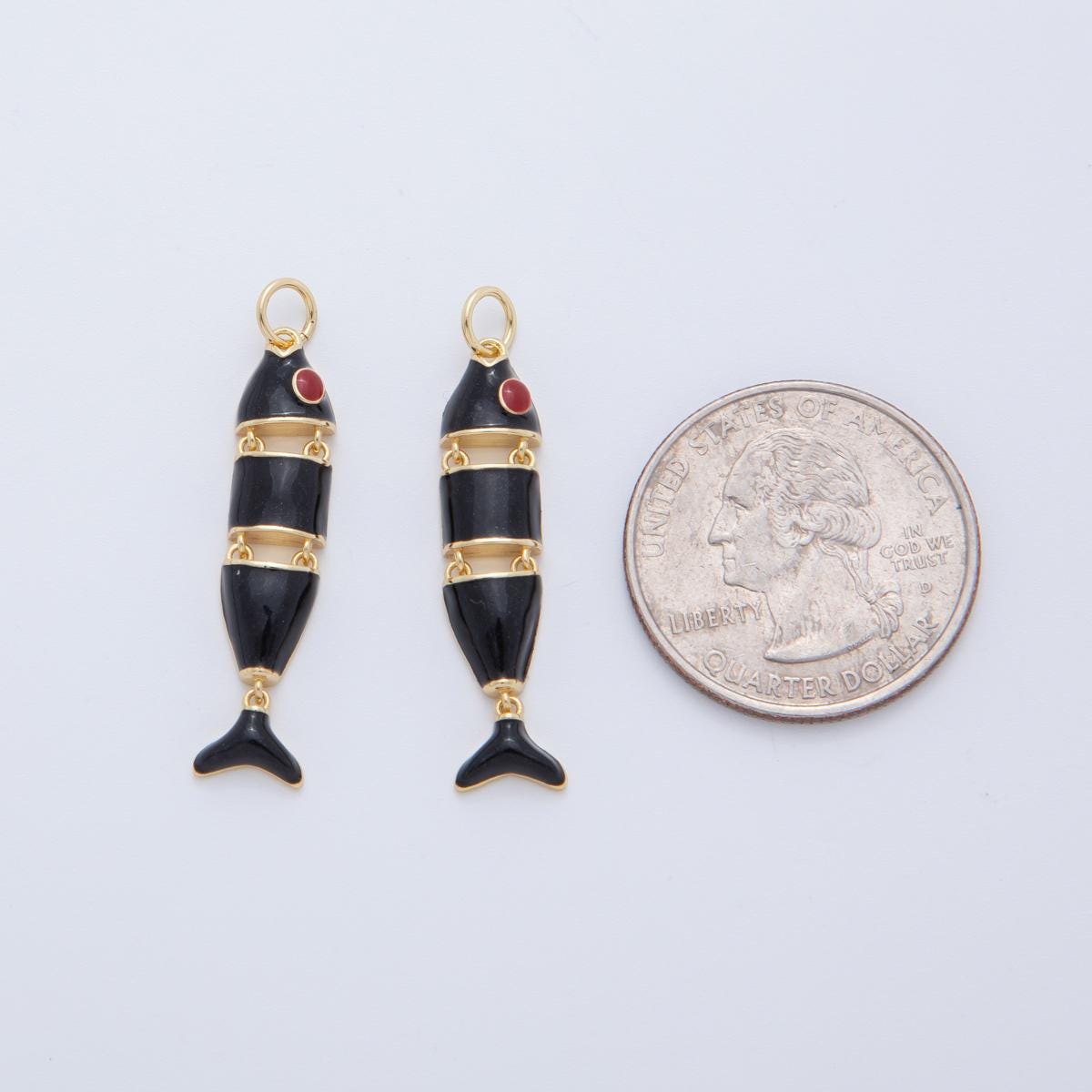 Colorful Enamel Sardines Fish 18k Gold Filled Moveable Fish Beach Under the Sea Animal Charm | AF403