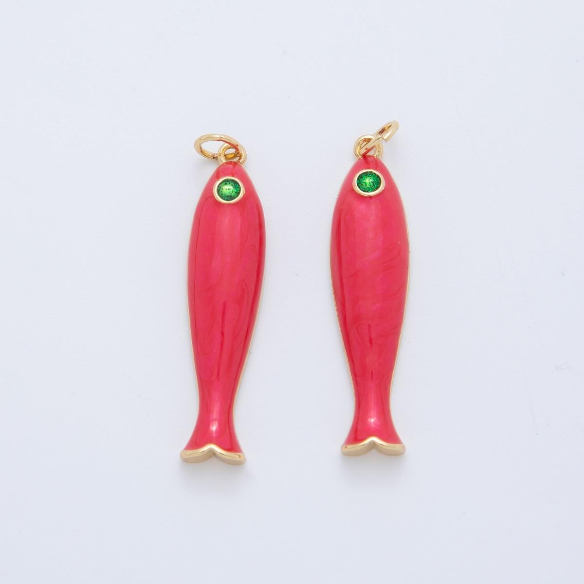 Dainty Gold fish Charms 18K Gold Filled Enamel Sardines Pendant Charm Bracelet Necklace for DIY Jewelry Making Supply AF-404