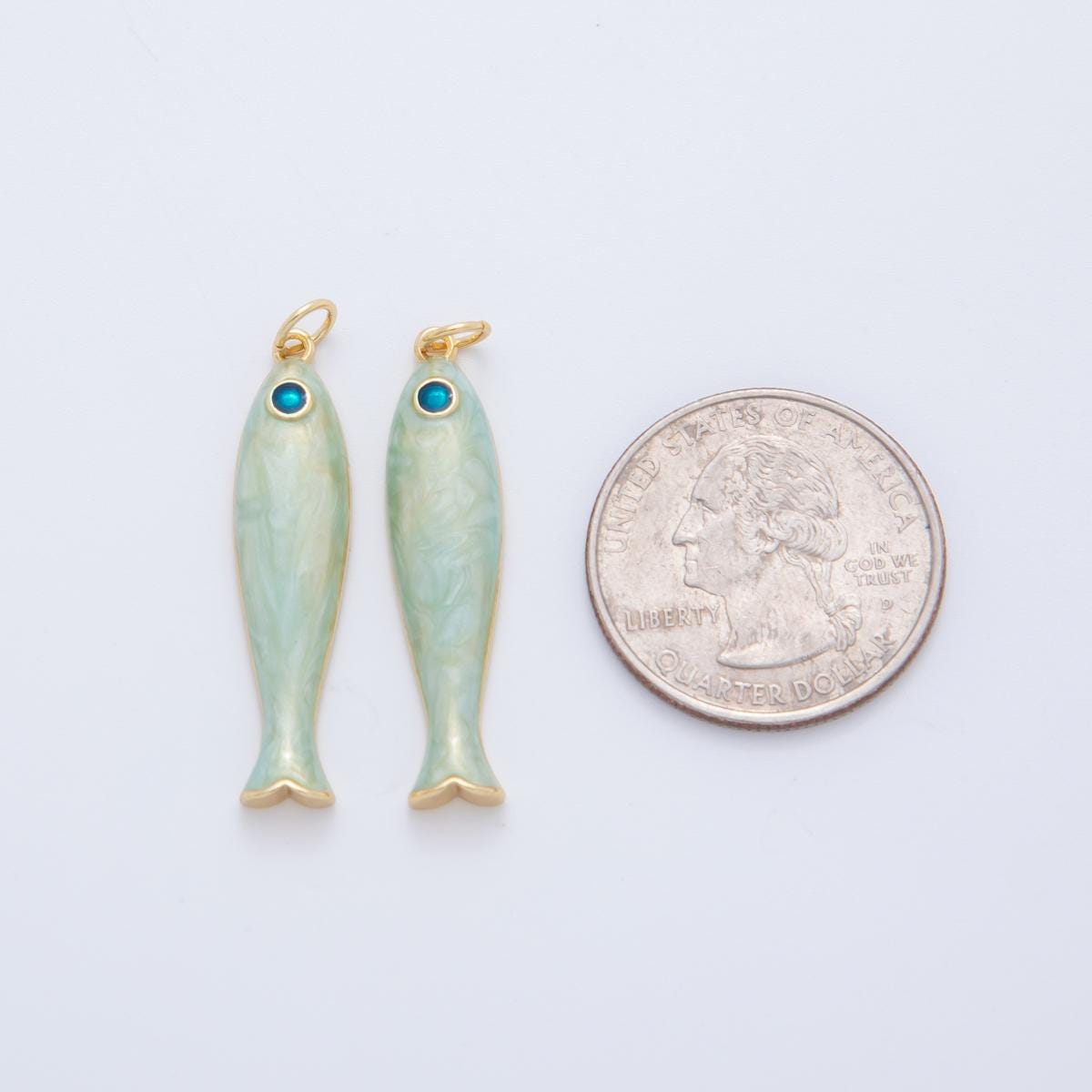 Dainty Gold fish Charms 18K Gold Filled Enamel Sardines Pendant Charm Bracelet Necklace for DIY Jewelry Making Supply AF-404