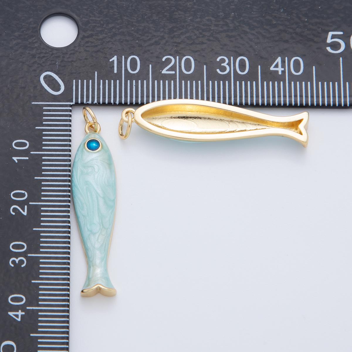 Dainty Gold fish Charms 18K Gold Filled Enamel Sardines Pendant Charm Bracelet Necklace for DIY Jewelry Making Supply AF-404
