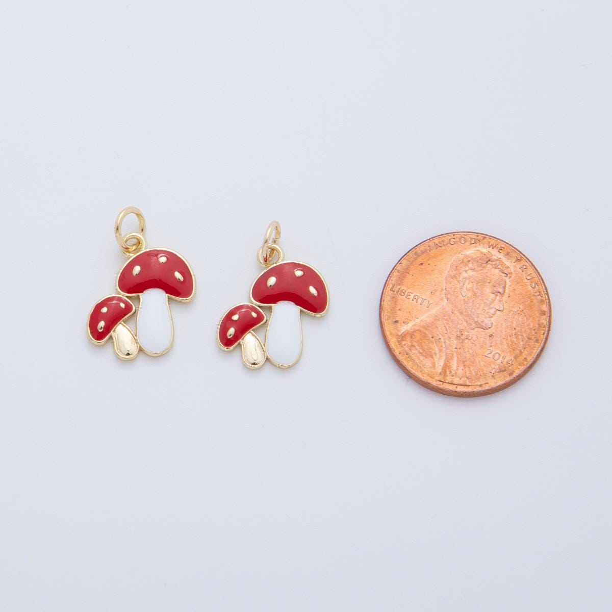 Gold Tiny Mushroom Charms 18K Gold Filled Enamel Red Mushroom Pendant Shroomie Charm Bracelet Necklace for DIY Jewelry Making Supply AF-405