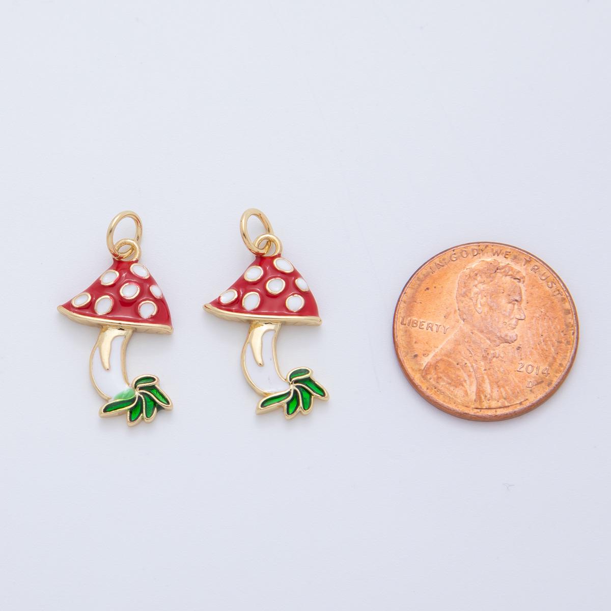 Cute Mini Mushroom Dangle Charm Red Mushroom Pendants Vegetable Charm Fantasy Shroomie Pendant AF-AF-408