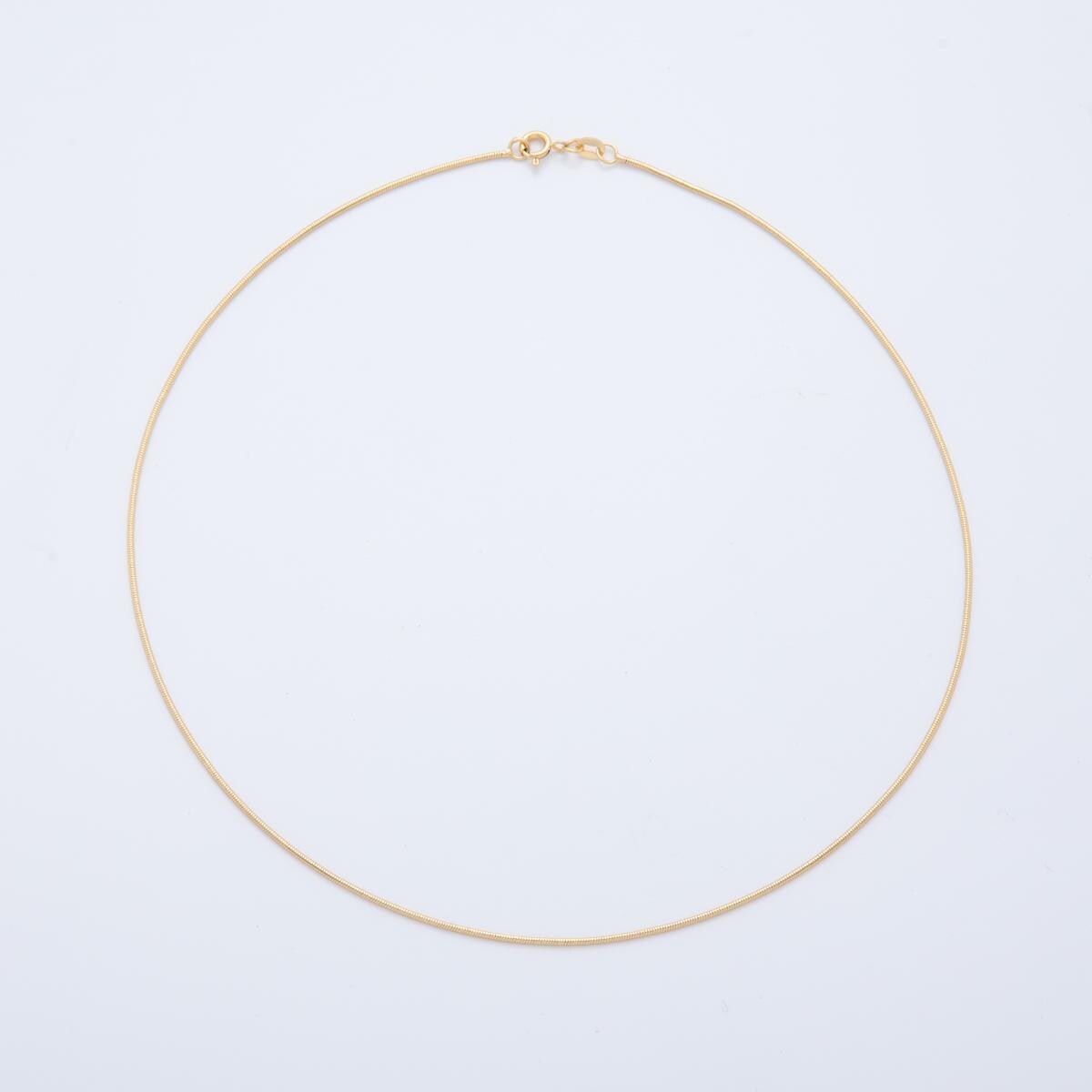 16K Gold Filled 1.1mm Cocoon Snake Chain 17.7 Inch Thin Herringbone Chain Necklace | WA-3262