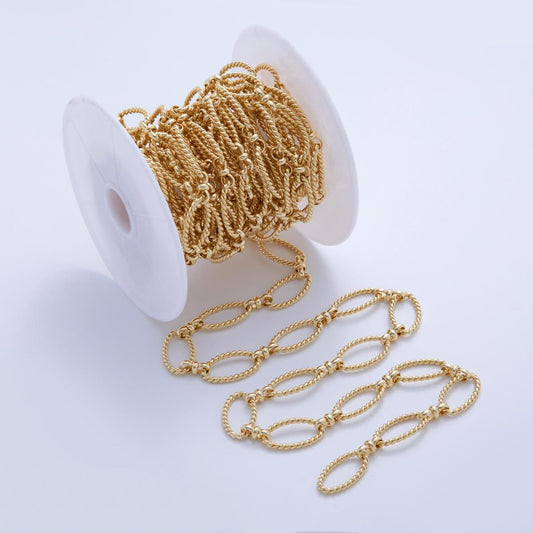 16K Gold Filled Twisted Rope Oval Figure Eight Link Unfinished Chain by Yard | Roll-1580