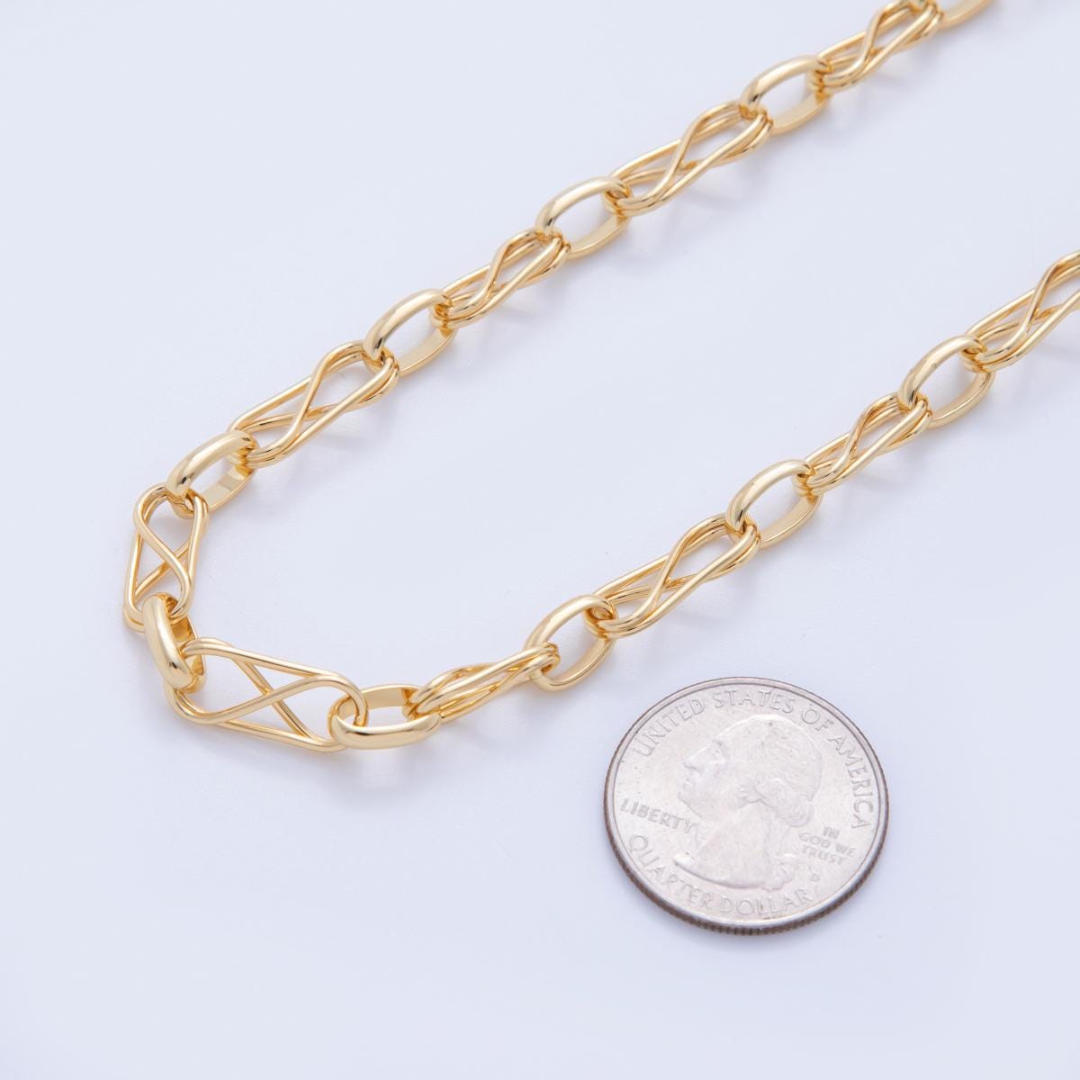 16K Gold Filled Geometric Infinity Paperclip Unfinished Chain by Yard | Roll-1581