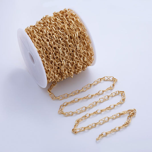 16K Gold Filled Geometric Infinity Paperclip Unfinished Chain by Yard | Roll-1581