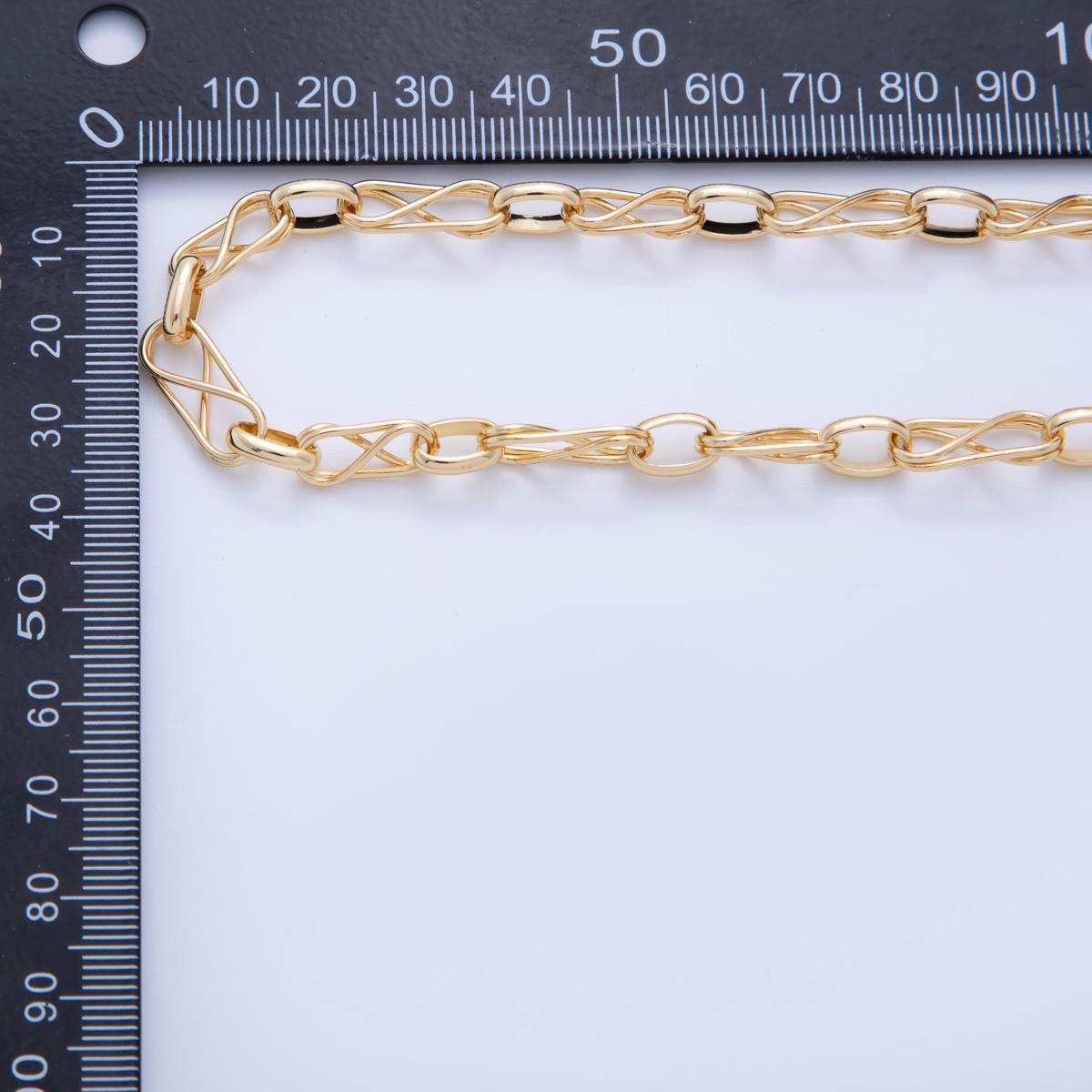 16K Gold Filled Geometric Infinity Paperclip Unfinished Chain by Yard | Roll-1581