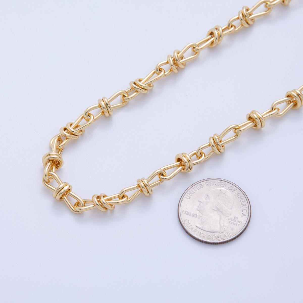 16K Gold Filled Figure Eight Multiple Band Geometric Unfinished Chain by Yard | Roll-1585
