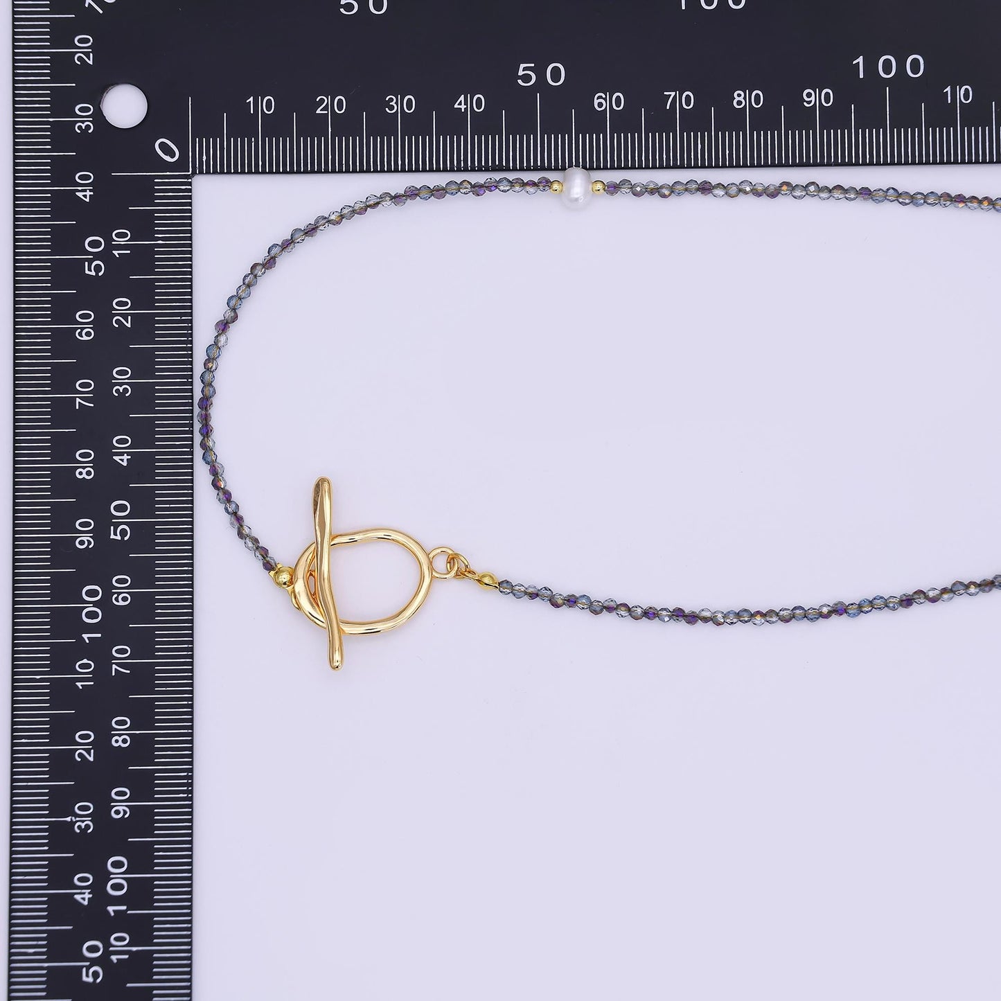 24K Gold Filled Shell Pearl Amethyst Jasper Dark Crystal Gemstone 40 Inches Necklace | WA-3083