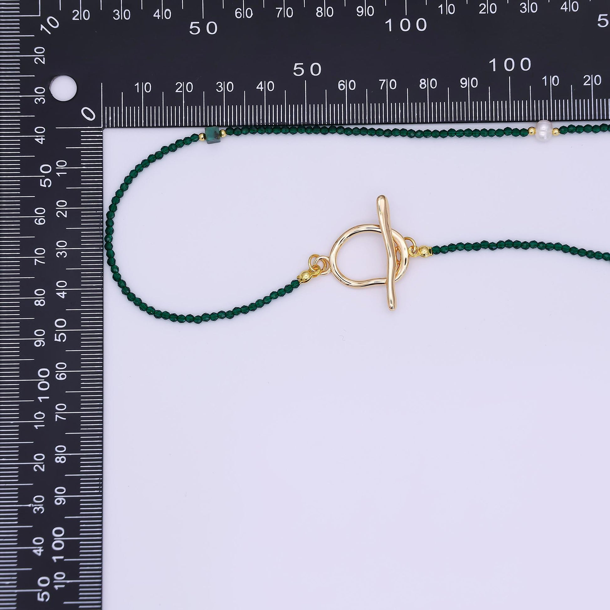 24K Gold Filled 3mm Shell Pearl Green Aventurine Crystal Gemstone 40 Inches Necklace | WA-3086