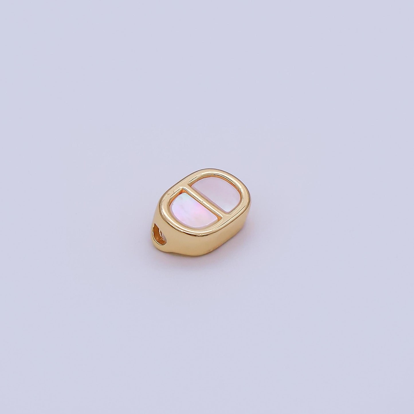 24K Gold Filled 6.6mm Shell Pearl Anchor Charm in Gold & Silver | B440