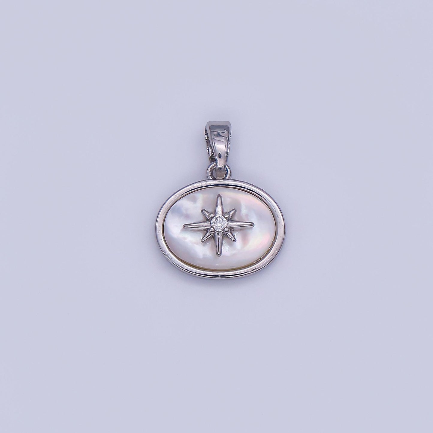24K Gold Filled Celestial North Star CZ Shell Pearl Pendant in Gold & Silver | AH429