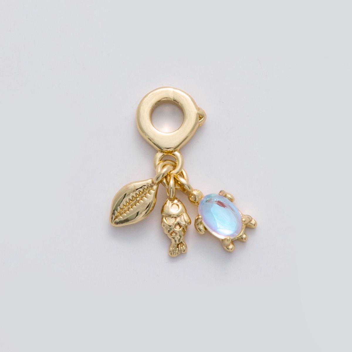 24k gold filled Turtle / Fish / Shell Under the Sea Beach Animal theme rondelle bail Charm drop pendant | C-101
