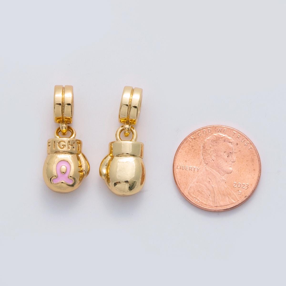 Small gold cancer awareness survivor hope ribbon pendant Boxing Glove Fighter cancer awareness ribbon Rondelle Charm Bracelet C-105