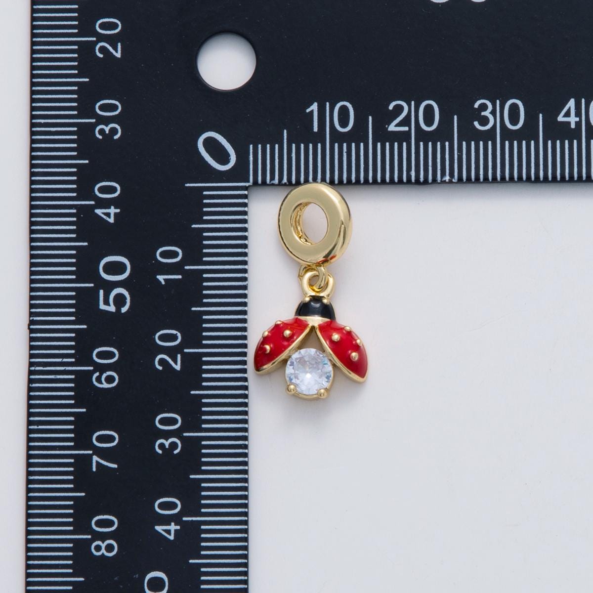 24k gold filled Red Lady Bug Charm Succulent theme rondelle bail drop pendant | C-134