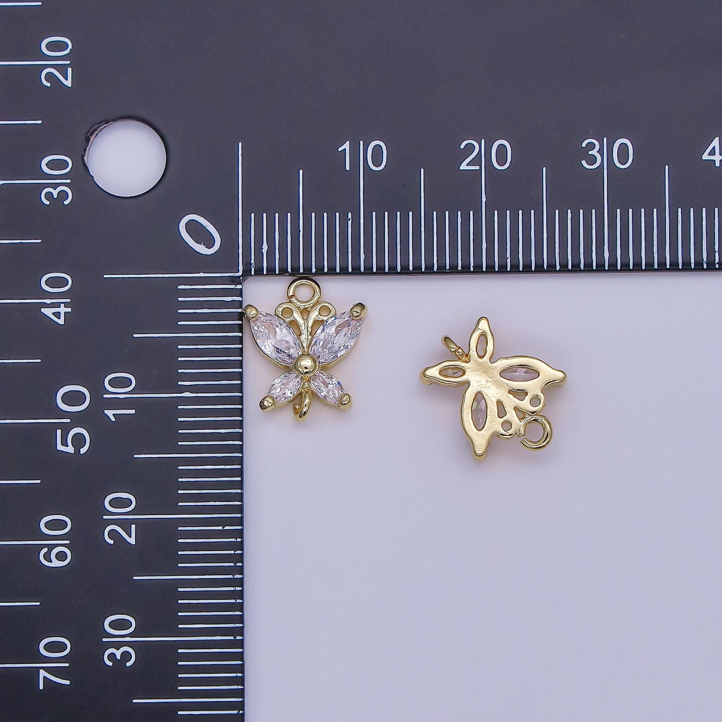 24K Gold Filled Clear Marquise CZ Butterfly Connector | Y022