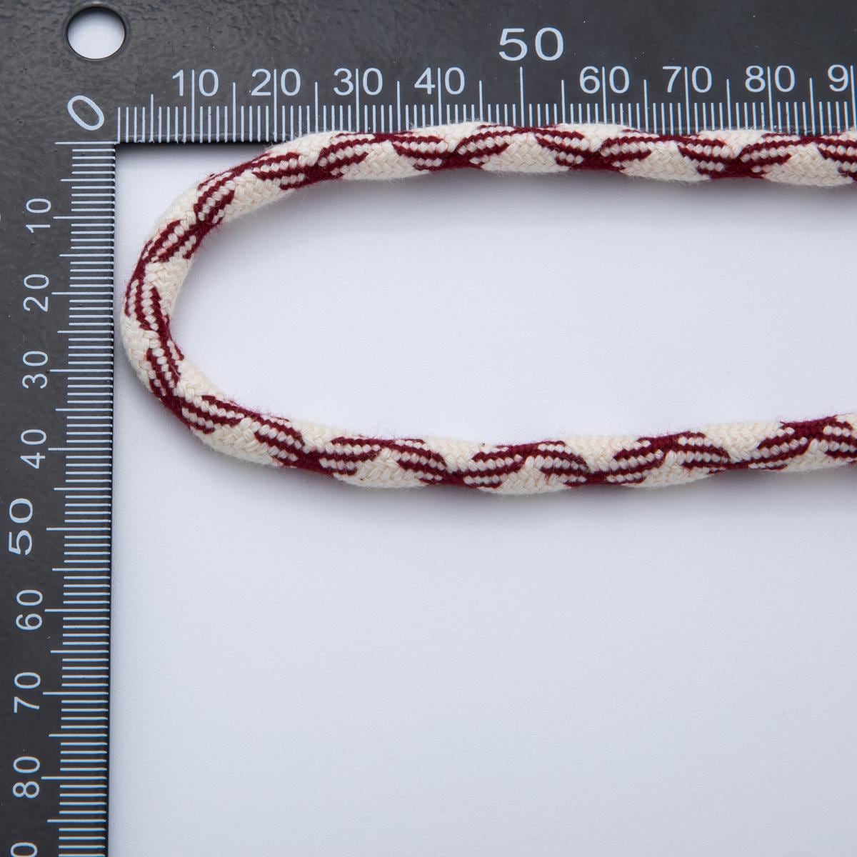 Jewelry Making Round Cords, Polyester & Spandex Cord Ropes 6mm Maroon Red White Braided Rope by Yards