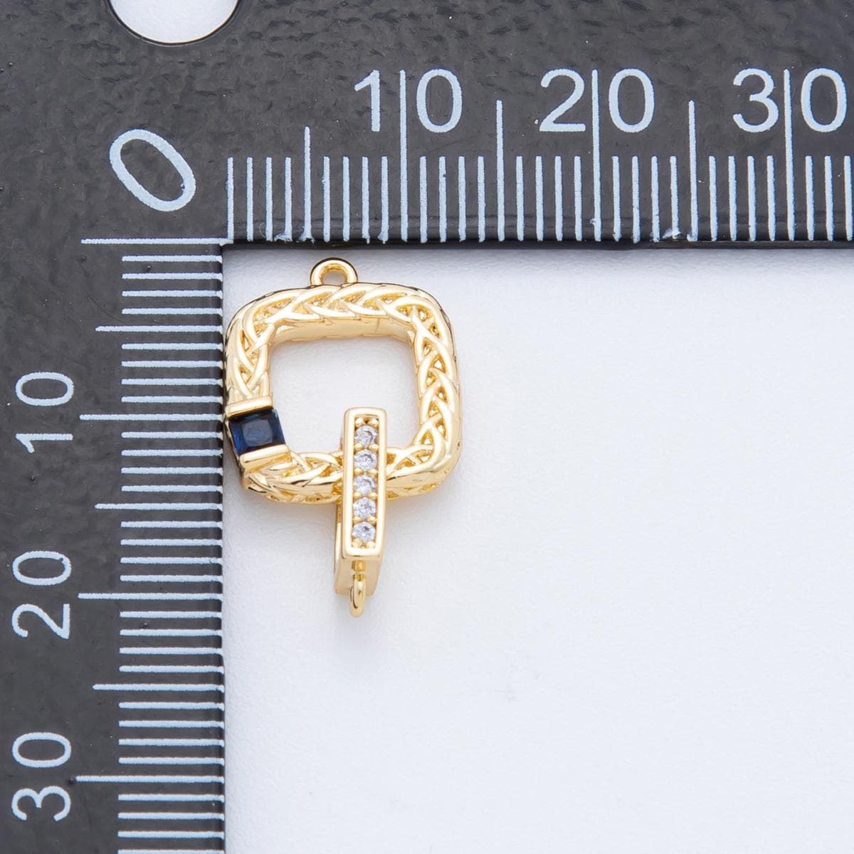 Mini open Square charm 18k gold filled Blue / Green CZ Square link connector | Y-047
