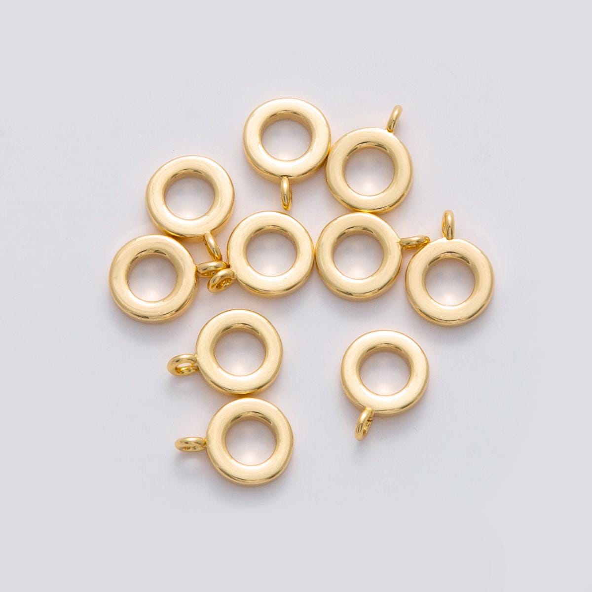 Gold Bail Charm Holder Spacer with Loop Square Bead Spacer 11.5 mm with Closed Link for Cord Slider Bails Spacer Ring Z-1163