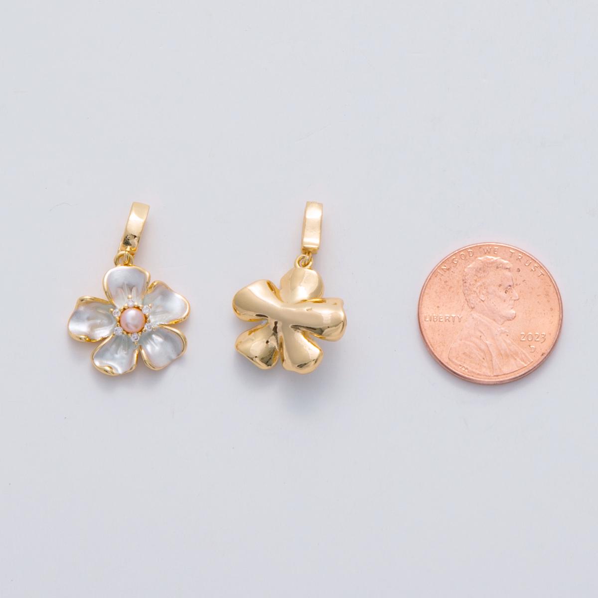 18k gold filled Sakura flower shell pearl Cherry Blossom Charm pendant | AH-692