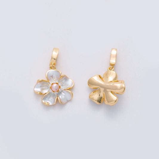 18k gold filled Sakura flower shell pearl Cherry Blossom Charm pendant | AH-692