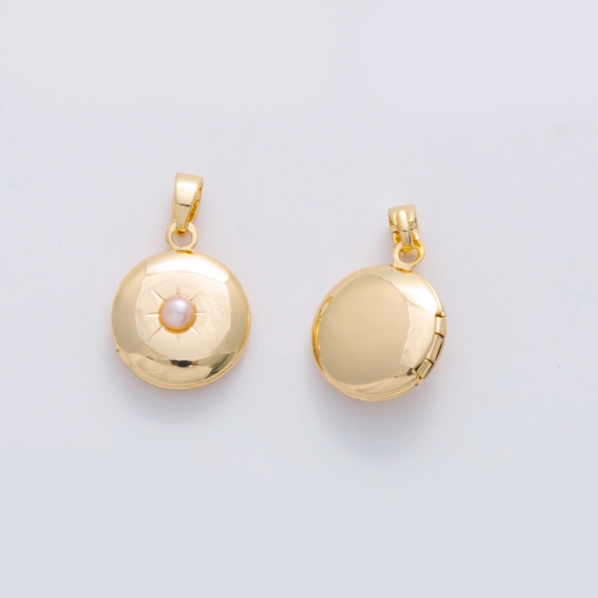 Minimalist Oval Locket Pendants Mini Pearl Locket Charm for Necklace bracelet in 18k gold filled Supply AH-687