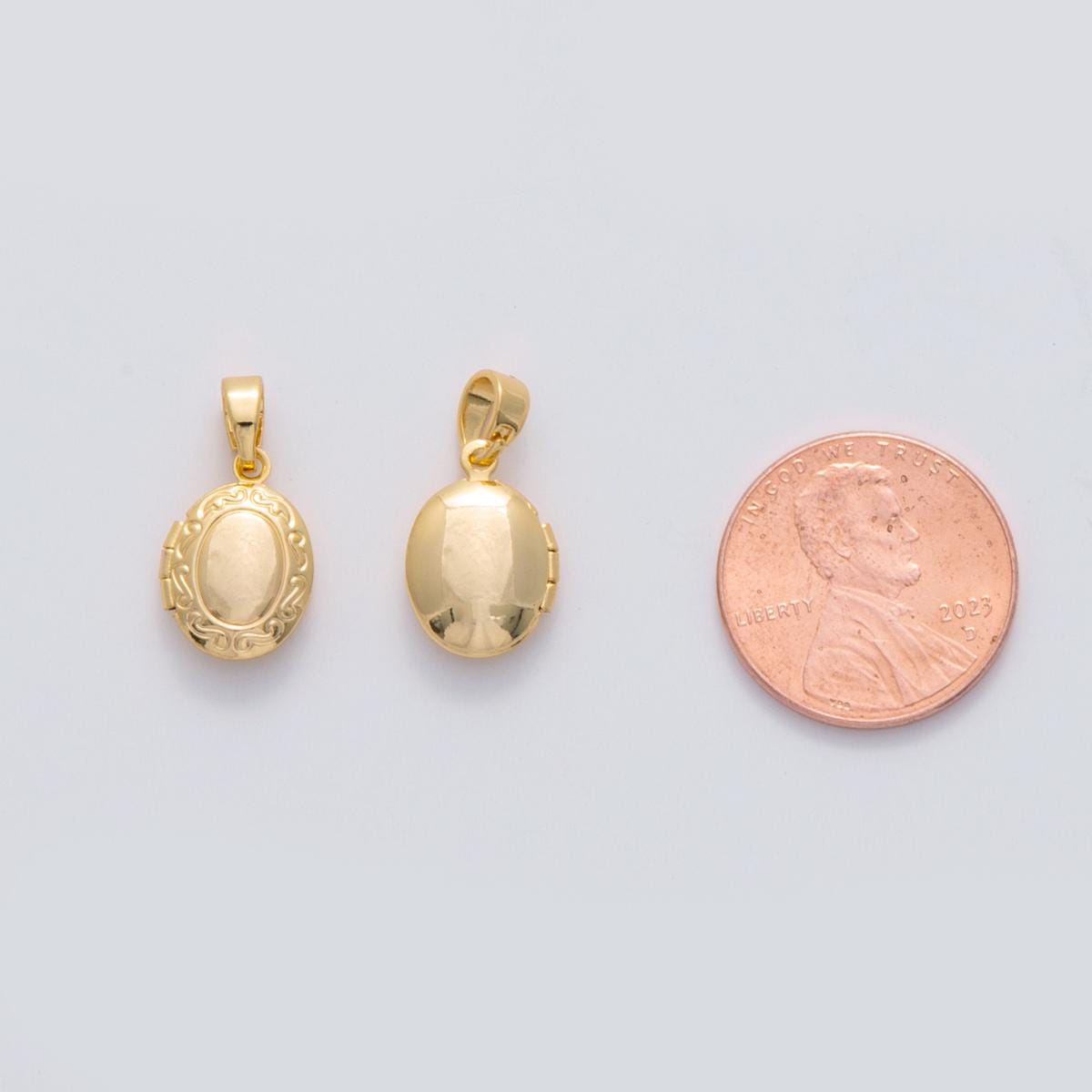 Dainty gold filled 18 curved engraved Oval locket charm for Necklace Bracelet earring locket jewelry making supply | AH-689