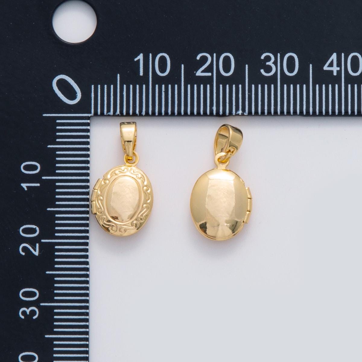 Dainty gold filled 18 curved engraved Oval locket charm for Necklace Bracelet earring locket jewelry making supply | AH-689