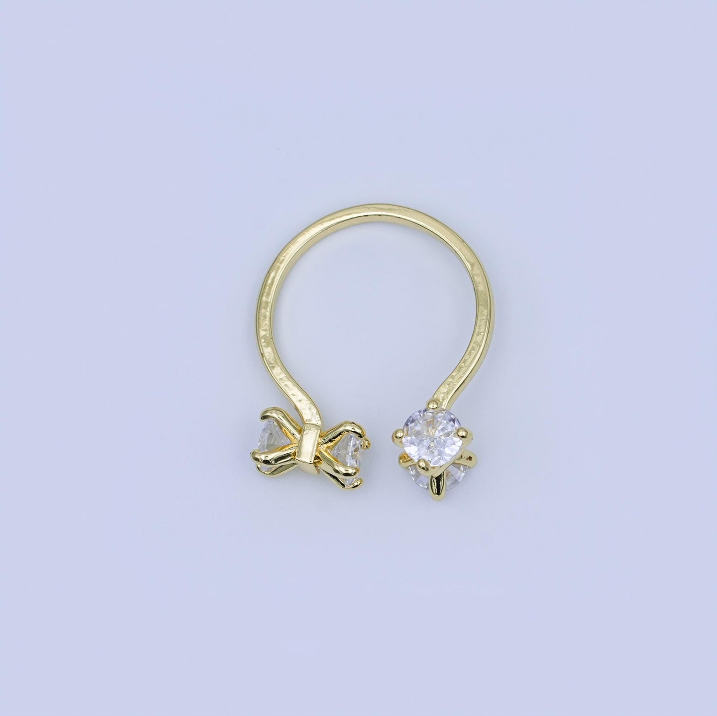 24K Gold Filled Clear CZ Claw Wrap Ring | O1435
