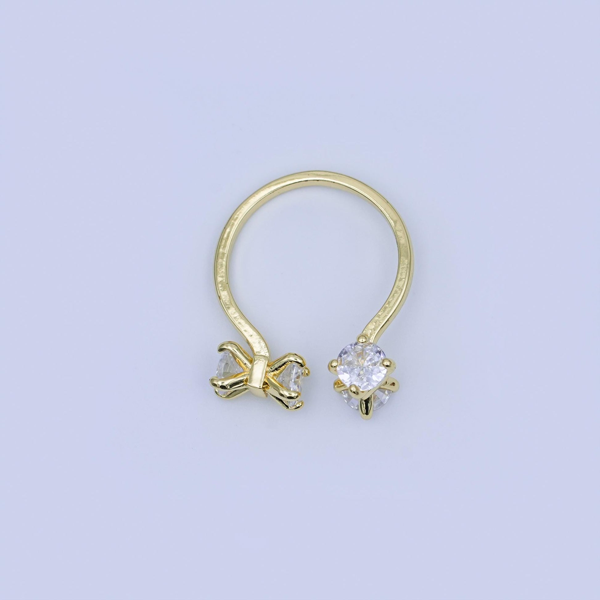 24K Gold Filled Clear CZ Claw Wrap Ring | O1435