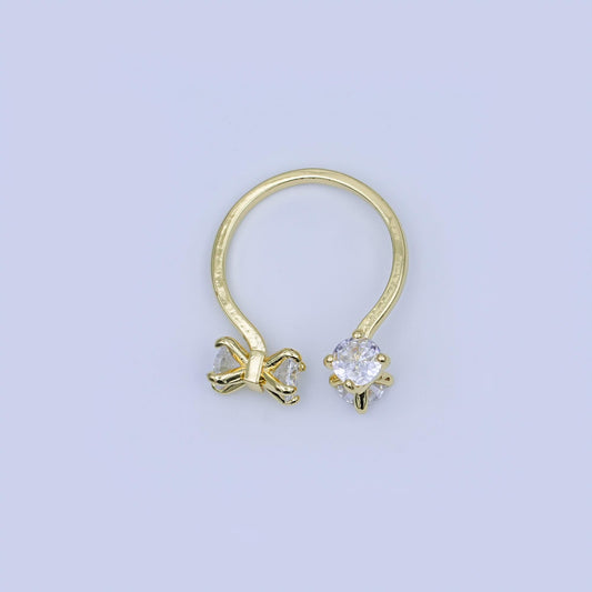 24K Gold Filled Clear CZ Claw Wrap Ring | O1435