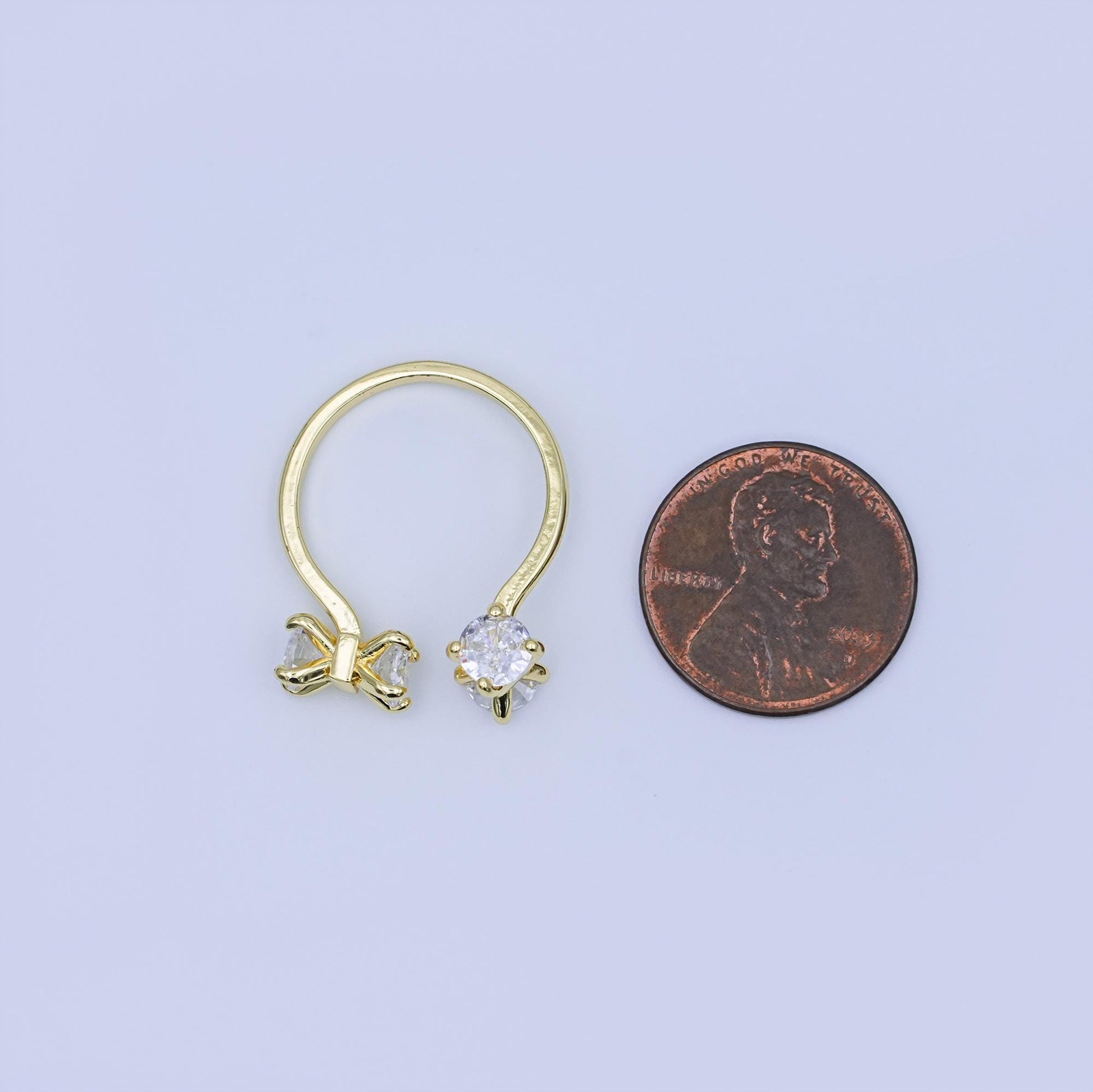 24K Gold Filled Clear CZ Claw Wrap Ring | O1435