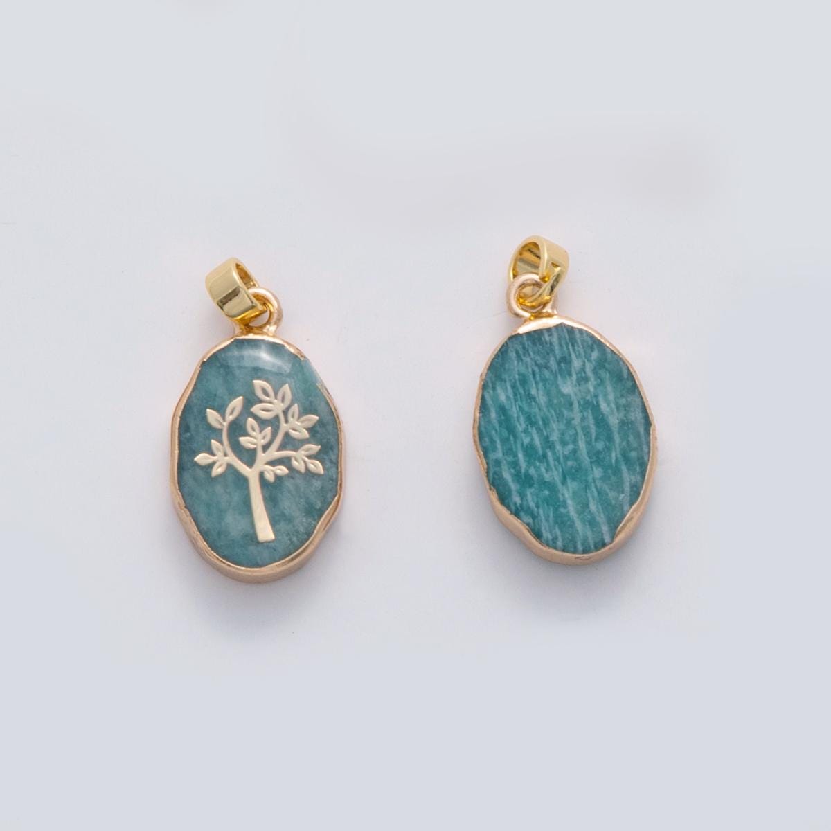Dainty Tree Pendant Spring Charm Blue GemStone Charm in 18k Gold Filled AH-696